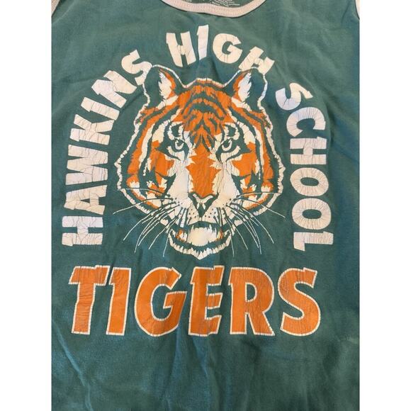 Stranger Things Hawkins High School Tank Top Mens Size XL Green Tiger Logo - Picture 6 of 6